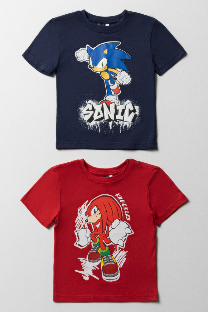 Exquisite Craftsmanship Sonic 2 Pack Short Sleeve T-Shirts Navy & Red