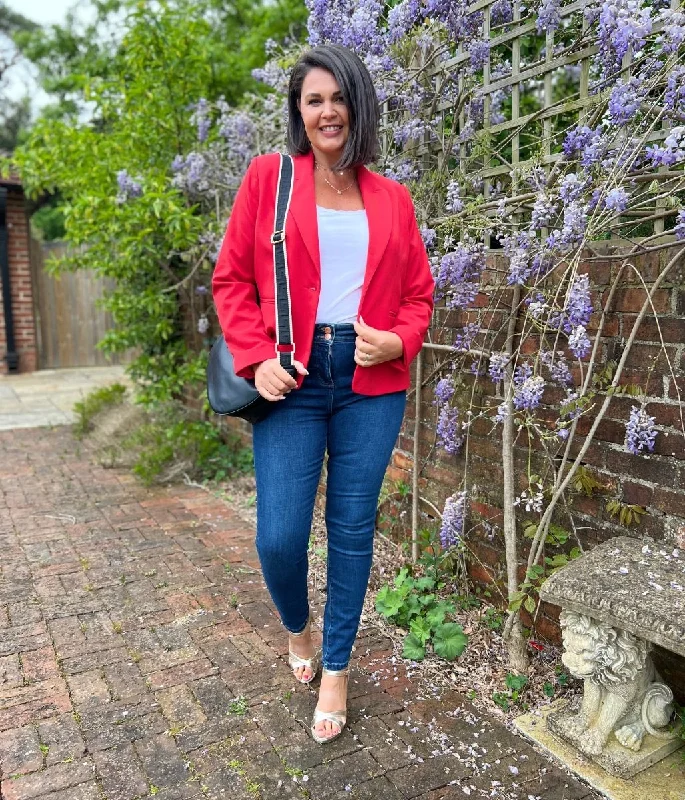 Cozy Fit Red Single Breasted Blazer