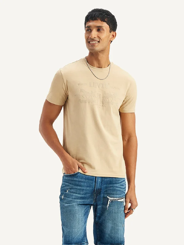 Fashionable And Versatile Men's Brand Logo Regular Fit T-Shirt