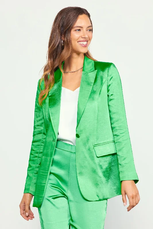 Classic Color Satin Tailored Blazer