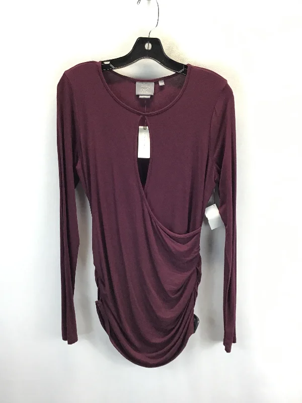 Simple Solid Color Top Long Sleeve By Anthropologie In Purple, Size: M