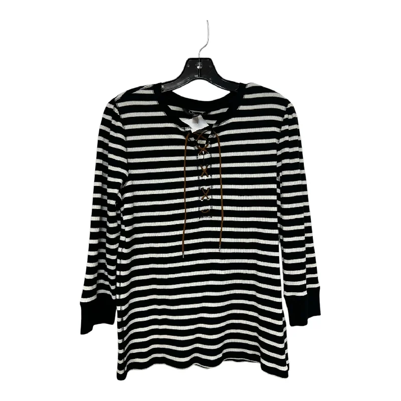 Versatile Comfort Top Long Sleeve By Lauren By Ralph Lauren In Striped Pattern, Size: L