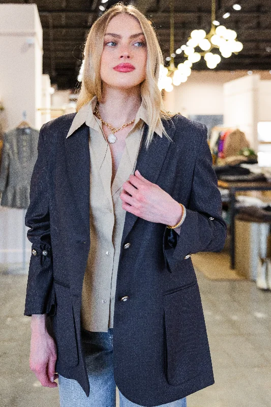 High Street Style Mo Blazer- Indigo/Charcoal