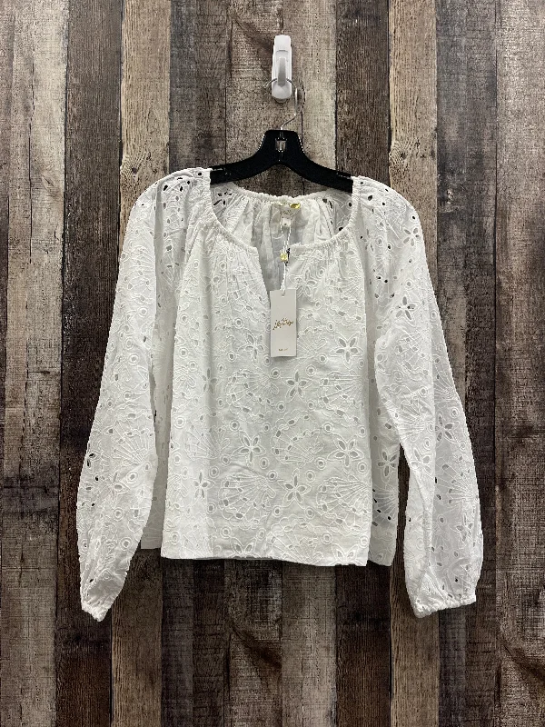 Luxury Classic Top Long Sleeve Designer By Lilly Pulitzer In White, Size: M