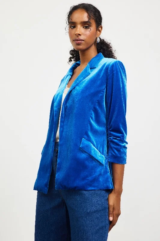 Fresh And Fashionable Ruched Velvet Blazer