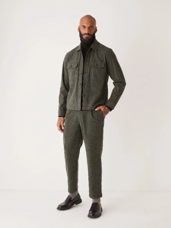 Elegant Outline The Flex Brushed Overshirt in Green