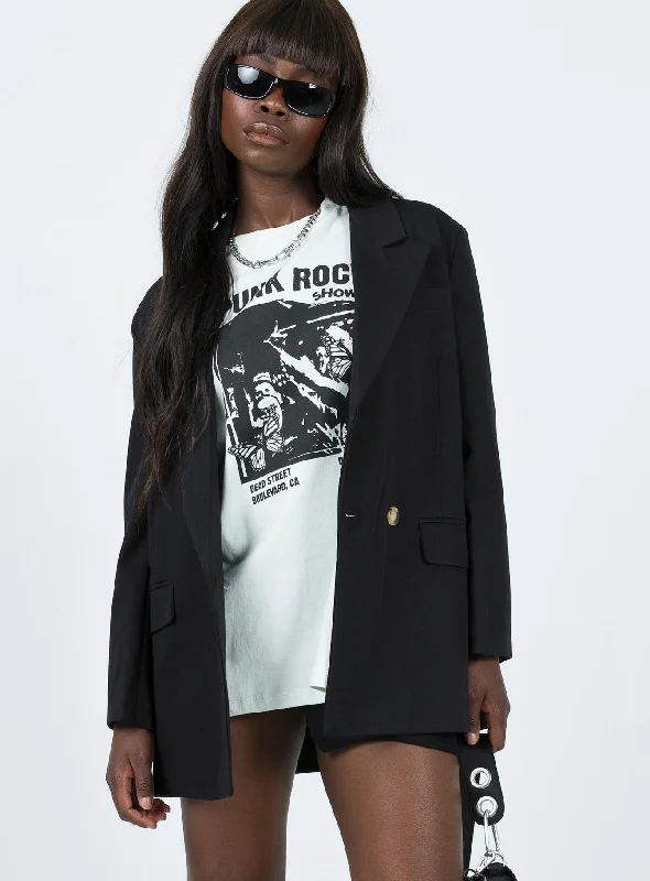 Lace Design Codi Oversized Blazer Black