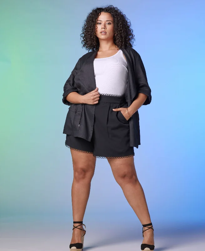 Cozy Dress Plus Size Linen Drape Front Jacket
