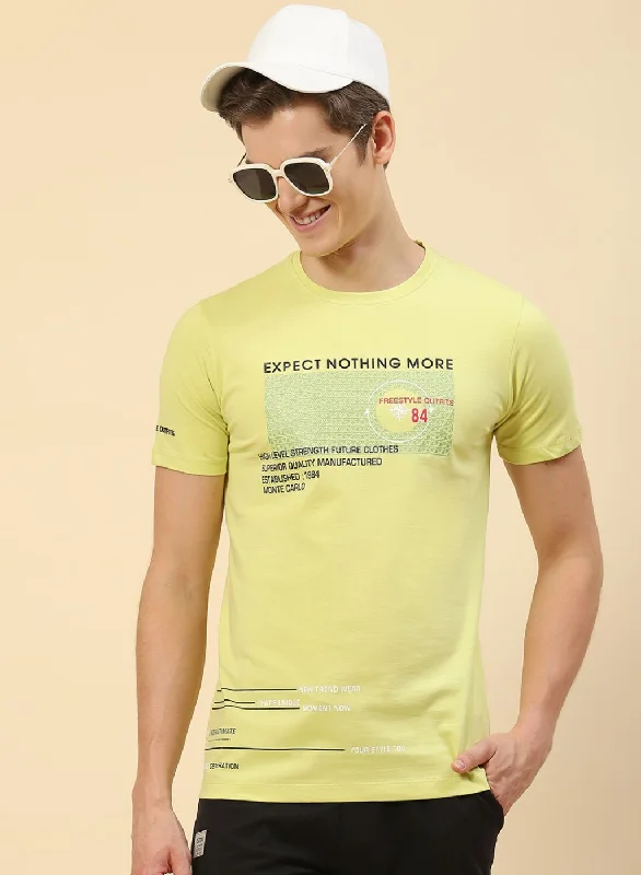 Chic Lounge Men Yellow Printed T-Shirt