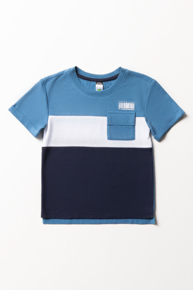 Casual Elegance Colourblock Short Sleeve T-Shirt Blue