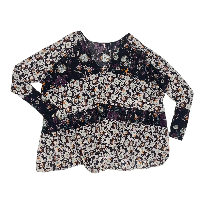 Printed Patterns Tunic Ls By Free People In Navy, Size:M