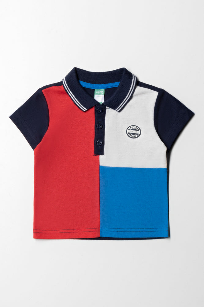 Stylish Casuals Colour Block Golfer Red, Navy, Blue And Cream