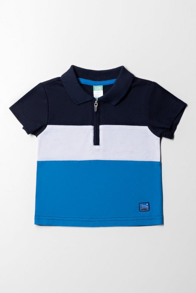 Trendy Traveler Colour Block Golfer Navy  White And Blue