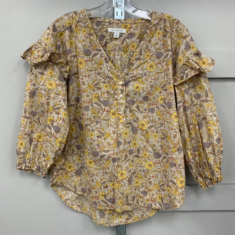 Advanced Customization Top Long Sleeve By Free Assembly In Floral Print, Size: S