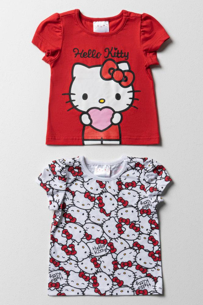 Simple Design Hello Kitty 2 Pack Short Sleeve T-Shirts Red