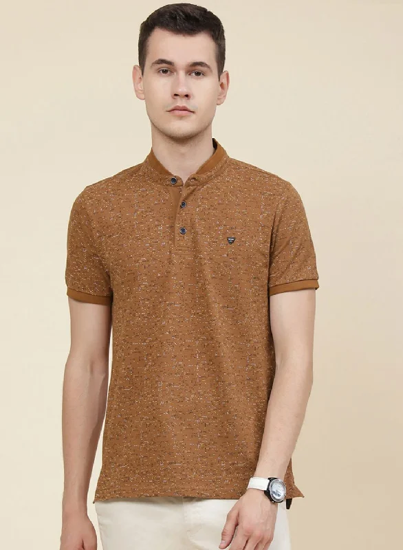 Casual Ease Men Brown Printed T-Shirt