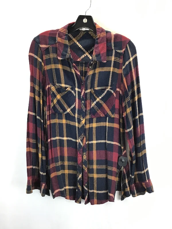 Sexy Fun Top Long Sleeve By Maurices In Plaid Pattern, Size: M