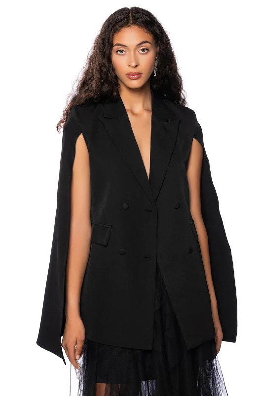 Easy Wear Chic BLAZER CAPE IN BLACK