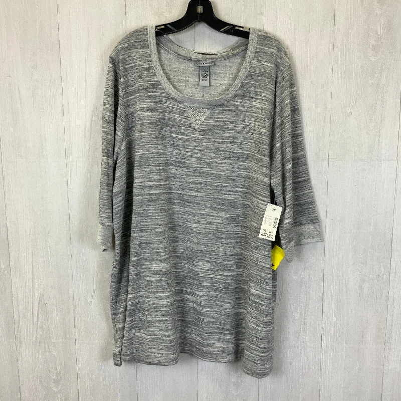 French Retro Top 3/4 Sleeve By Catherines In Grey, Size: 2x