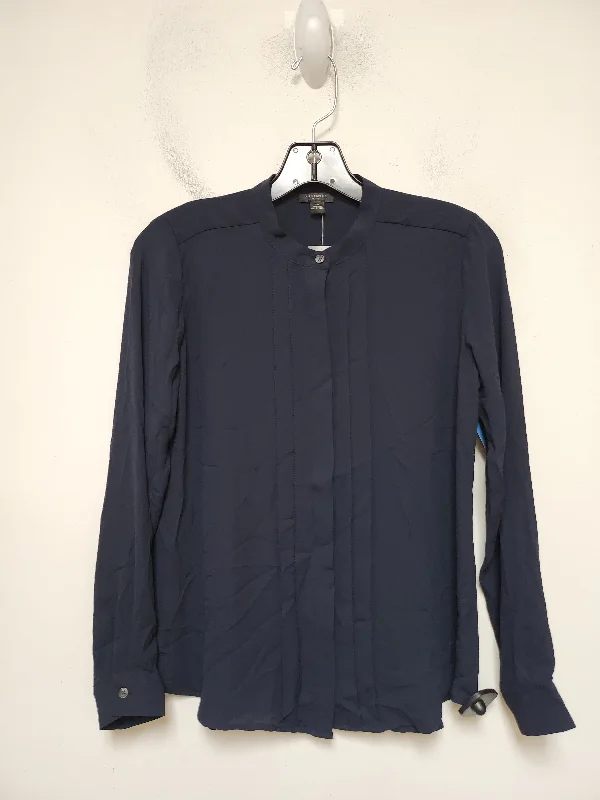 Knowledge And Elegance Top Long Sleeve By Ann Taylor In Navy, Size: Xsp