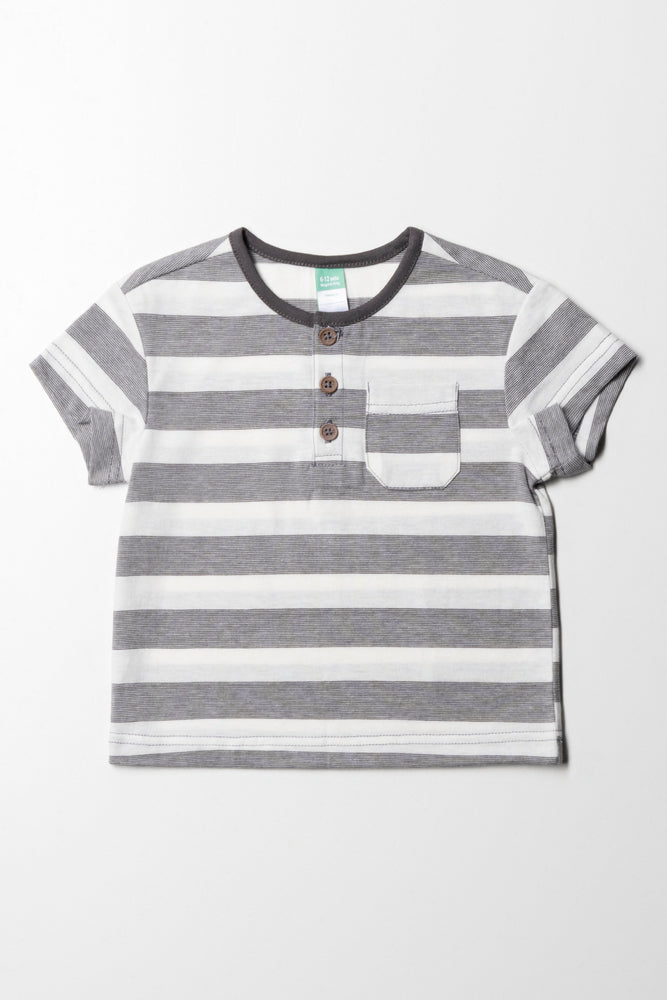 Personalized Design Stripe Henley T-Shirt Grey