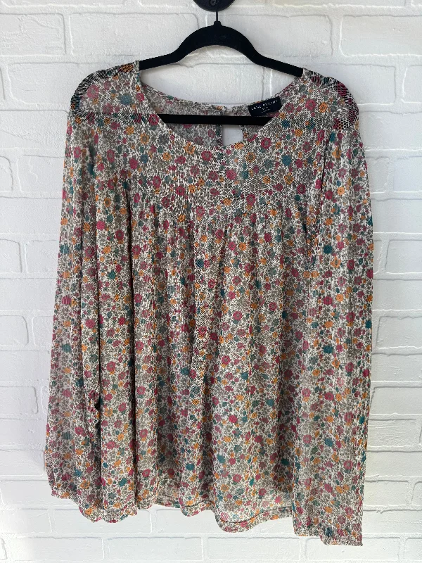 Playful Style Top Long Sleeve By Lane Bryant In Green & White, Size: 3x