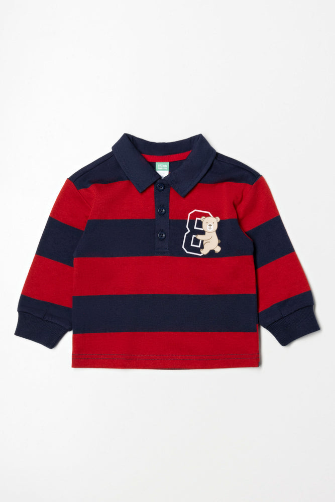 Fashionable Prints Long Sleeve Golfer Red And Navy