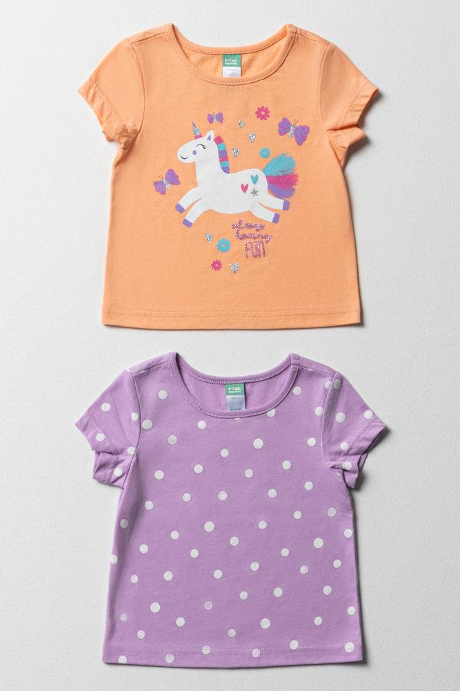 Versatile Itinerary 2 Pack Short Sleeve T-Shirts Orange & Lilac