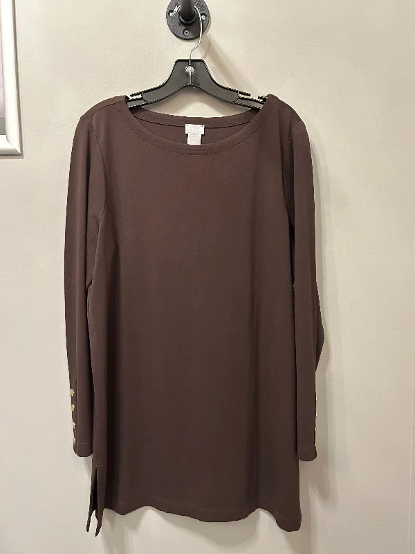 Easy Chic Tunic Long Sleeve By Chicos In Brown, Size: L