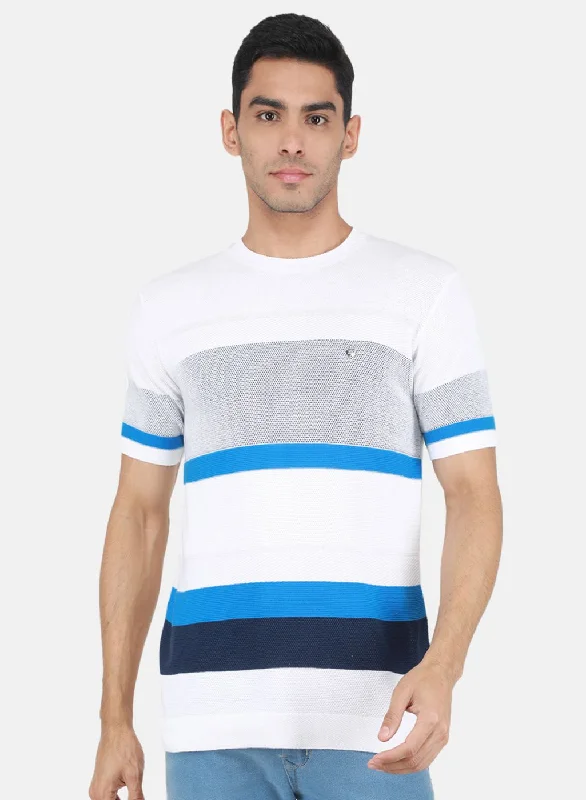 Lounge Wear Men White Self Design T-Shirt