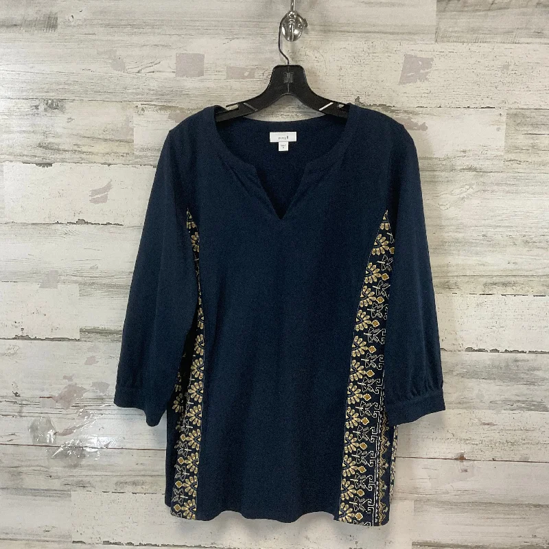 Warm Chic Outfits Top Long Sleeve By J. Jill In Navy, Size: M