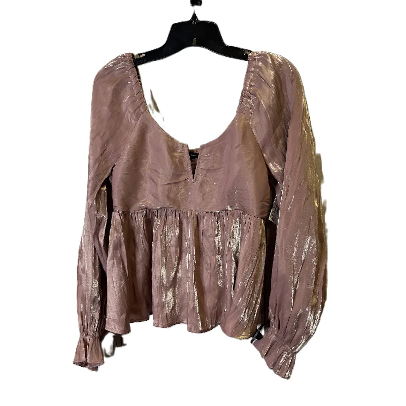 Dynamic Fashion Top Long Sleeve By Versona In Pink, Size: M