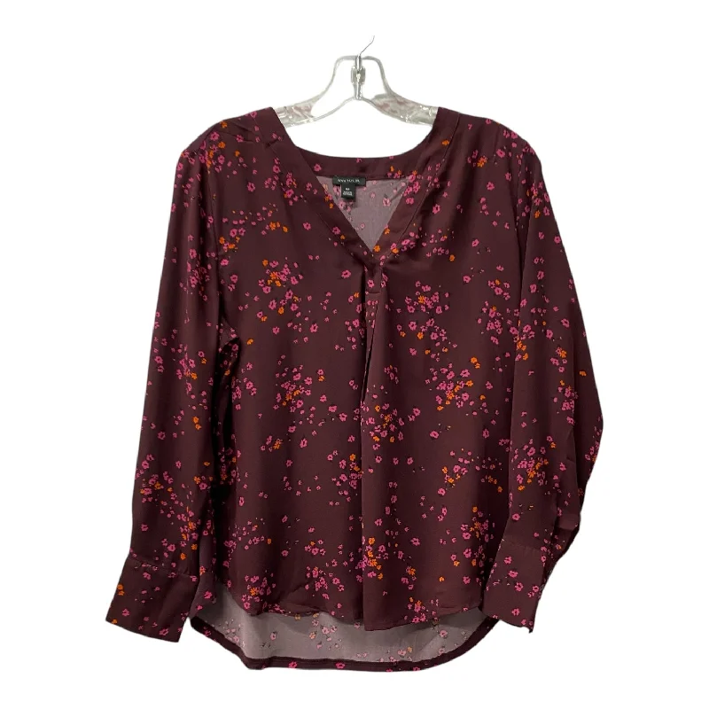 Layered Style Top Ls By Ann Taylor In Maroon, Size:Mp