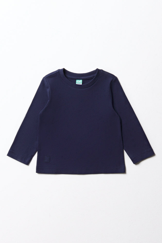 Mid-length Style Long Sleeve T-Shirt Navy