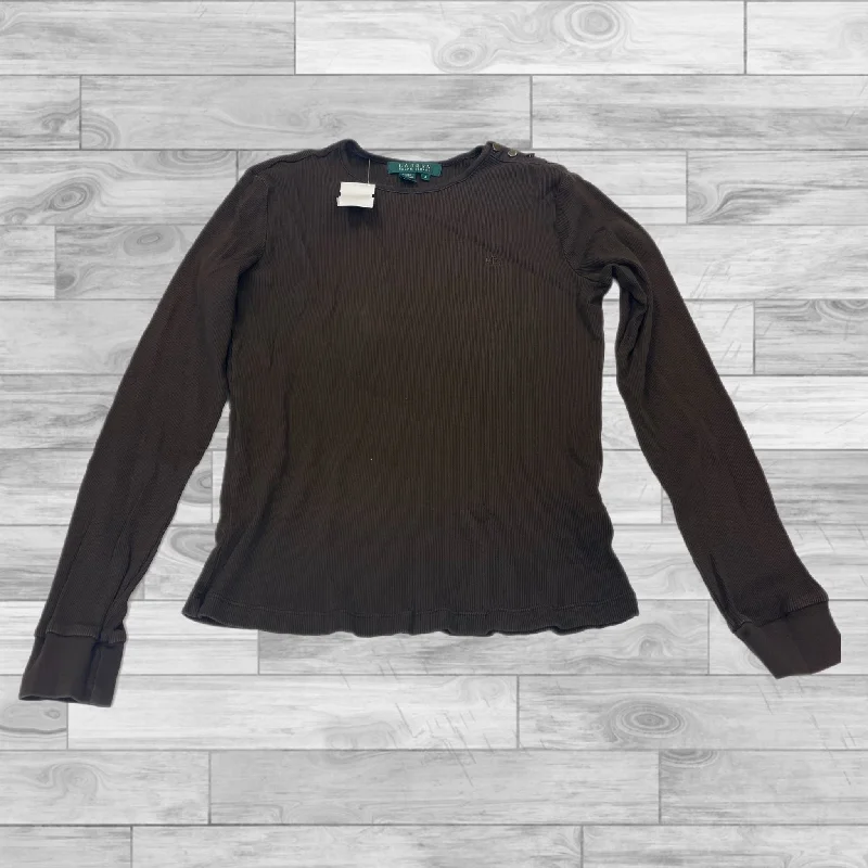 Casual Fit Top Long Sleeve By Lauren By Ralph Lauren In Brown, Size: S