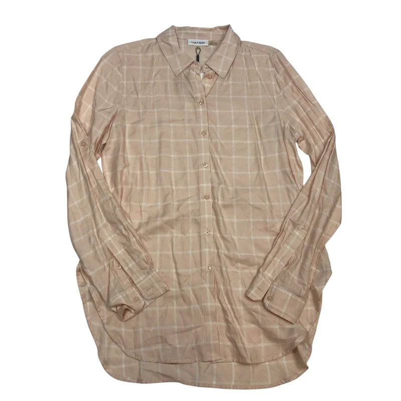 Age-reducing Style Top Long Sleeve By Calvin Klein In Orange, Size: S