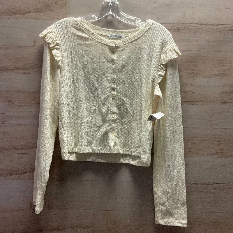 Refreshing Design Top Long Sleeve By Zara In Ivory, Size: L