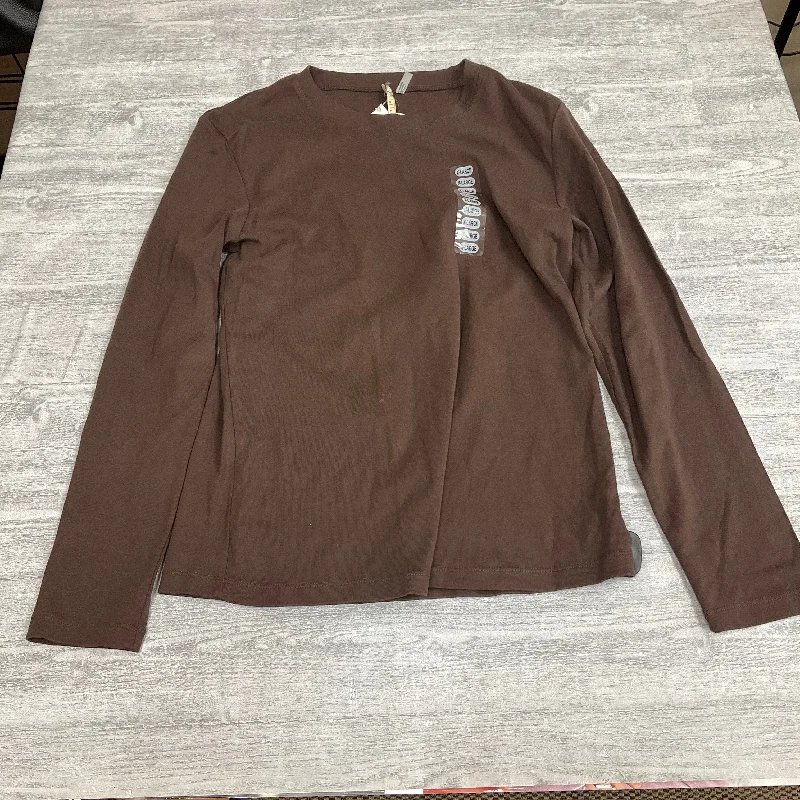 Effortless Wear Top Long Sleeve Basic By Clothes Mentor In Brown, Size: Xl
