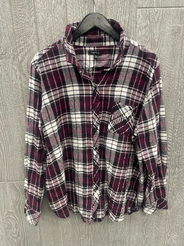 Soft Feel Top Long Sleeve By Clothes Mentor In Plaid Pattern, Size: Xl