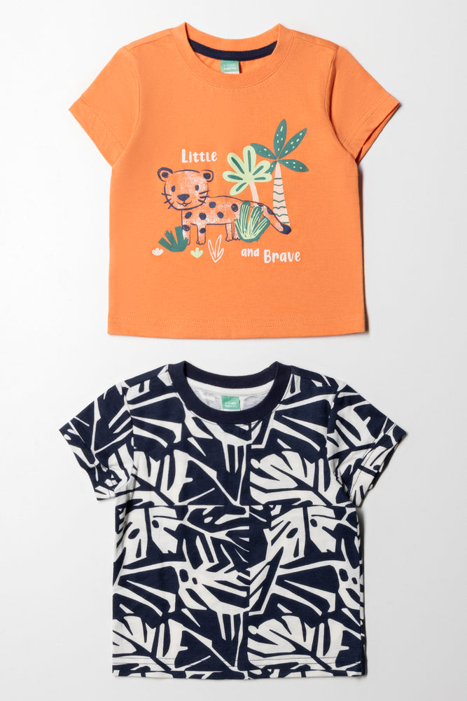 Innovative Design 2  Pack  Little And Brave Printed T-Shirts Orange An