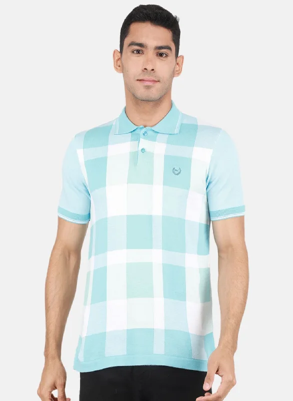 Fresh And Fashionable Men Blue Self Design T-Shirt