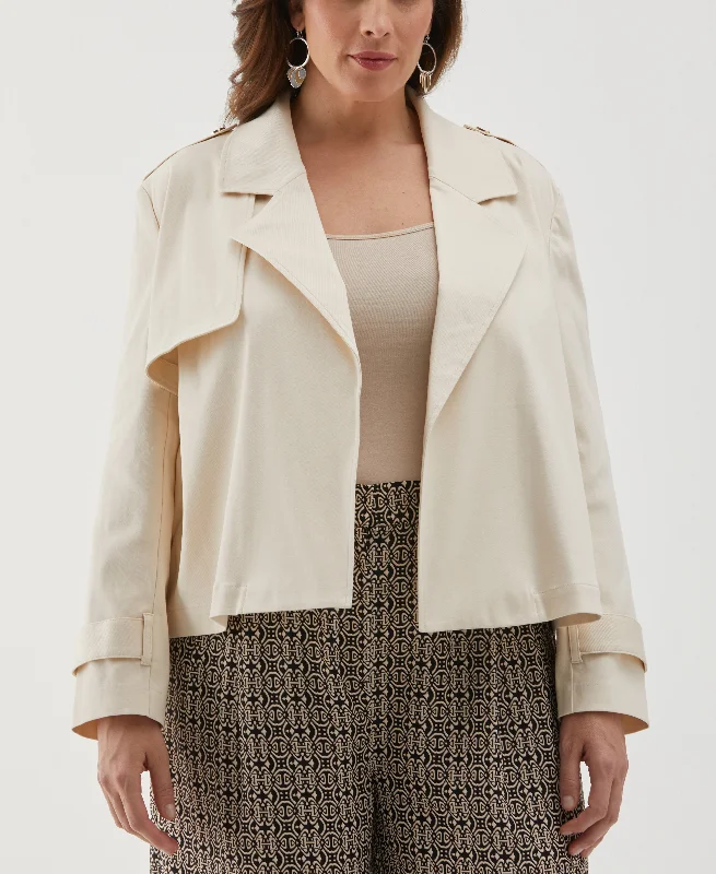 Cozy Layers Plus Size Crop Trench Jacket