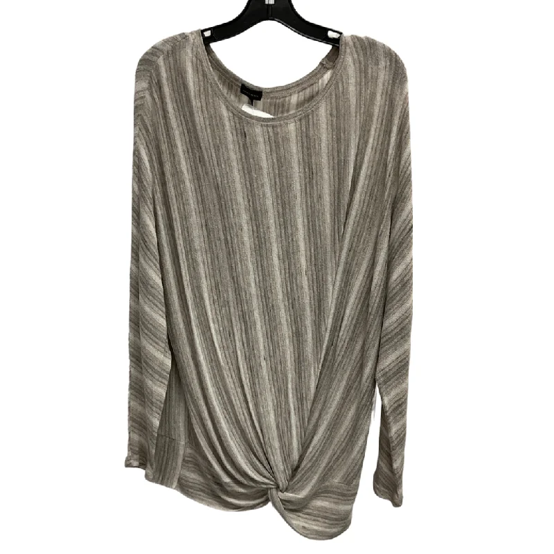 Cozy Layers Top Long Sleeve By Buckle Black In Striped Pattern, Size: L