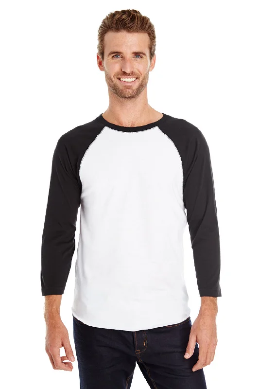Fresh Comfort LAT Mens Fine Jersey Baseball 3/4 Sleeve Crewneck T-Shirt - White/Black