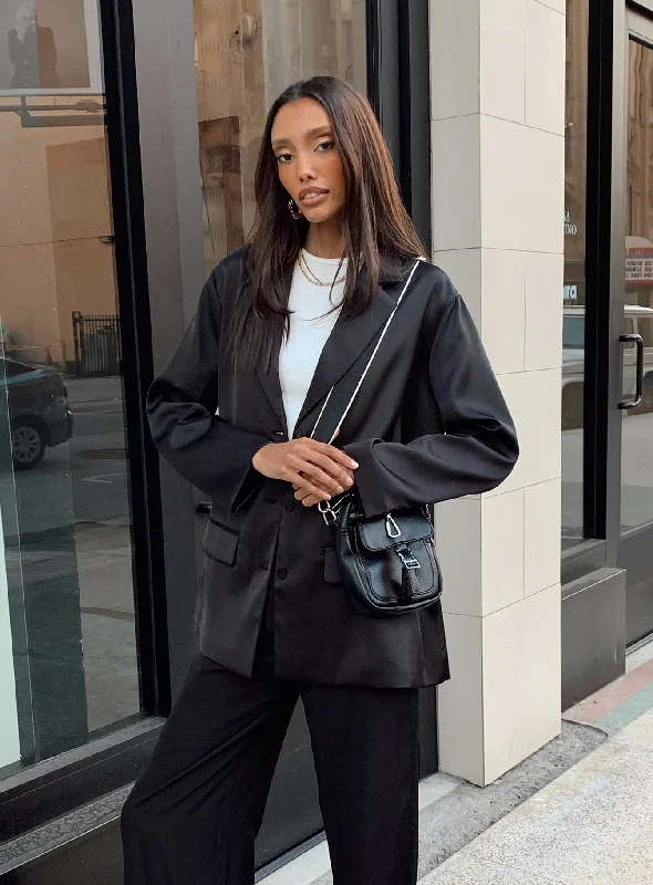 High Street Fashion Toddy Satin Blazer Black