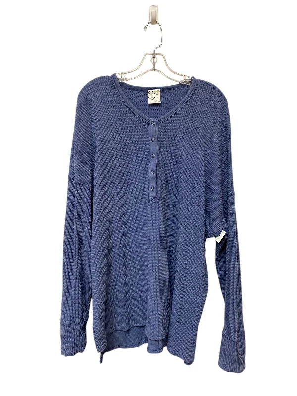 Cozy Vibes Top Long Sleeve Basic By Aerie In Blue, Size: Xl