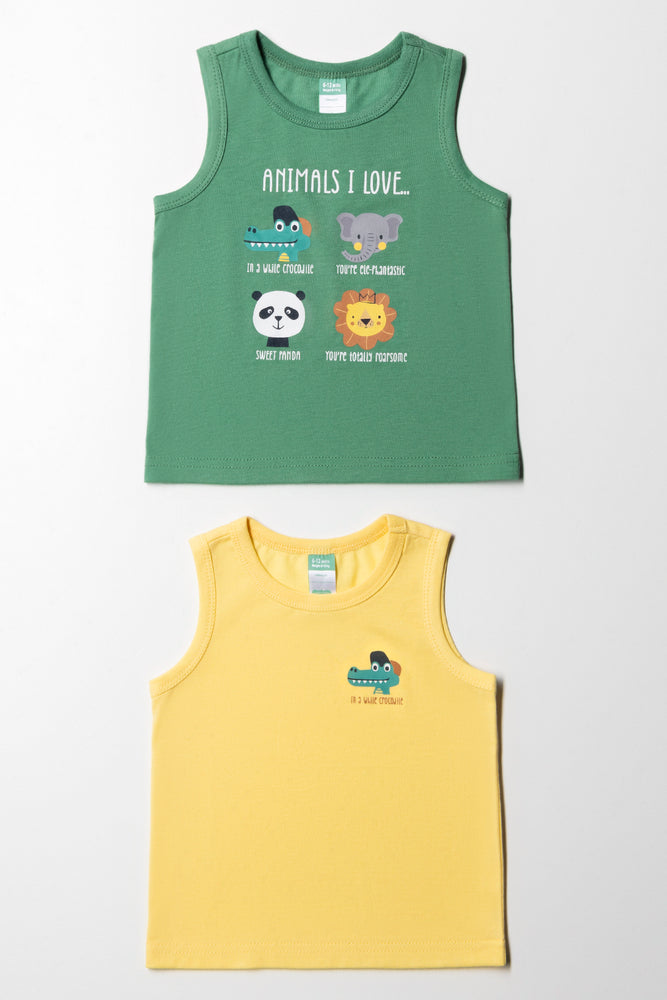 Casual And Casual 2 Pack Animal Printed Vests Green & Yellow