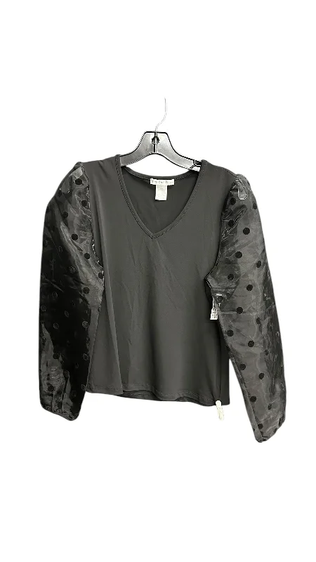 Spring Fashion Top Long Sleeve By Design History In Black, Size: M