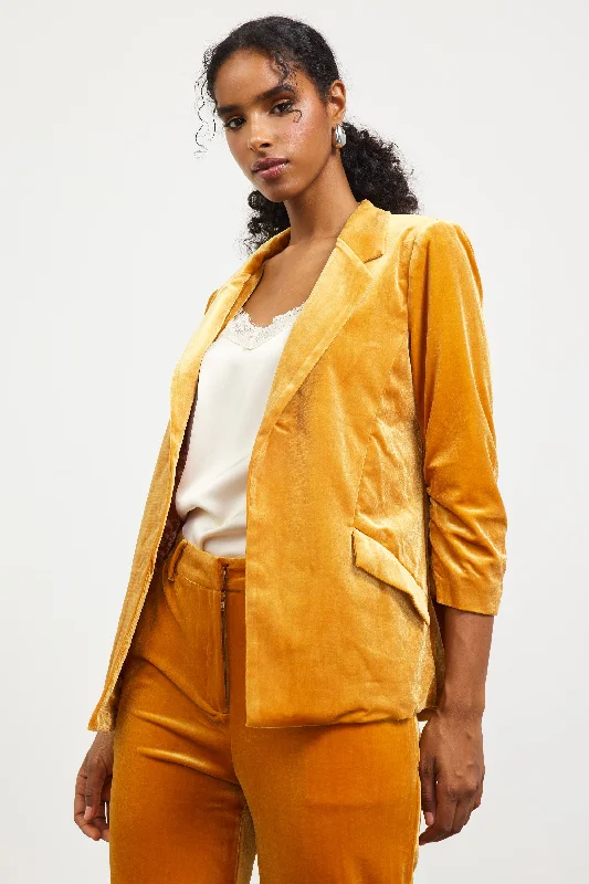 Celebrity Picks Ruched Velvet Blazer