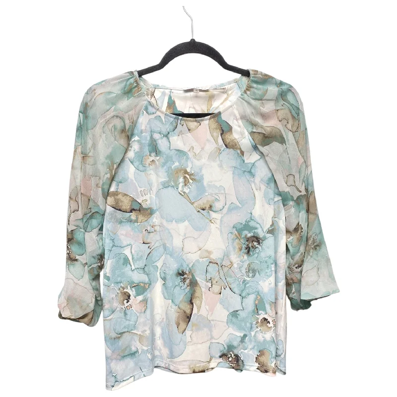 Integrated Design Top 3/4 Sleeve By Calvin Klein In Blue, Size: S
